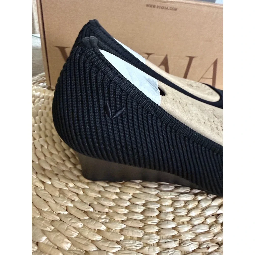 Vivaia Margot Square-Toe‎ Wedge Pumps Knit Sustainable Shoes EU/38 US/7-7.5
